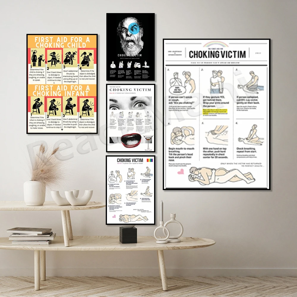 First Aid Poster, Choking First Aid Poster, Classroom Poster, Abdominal Thrust Exercise Poster, CPR Poster, Funny Poster