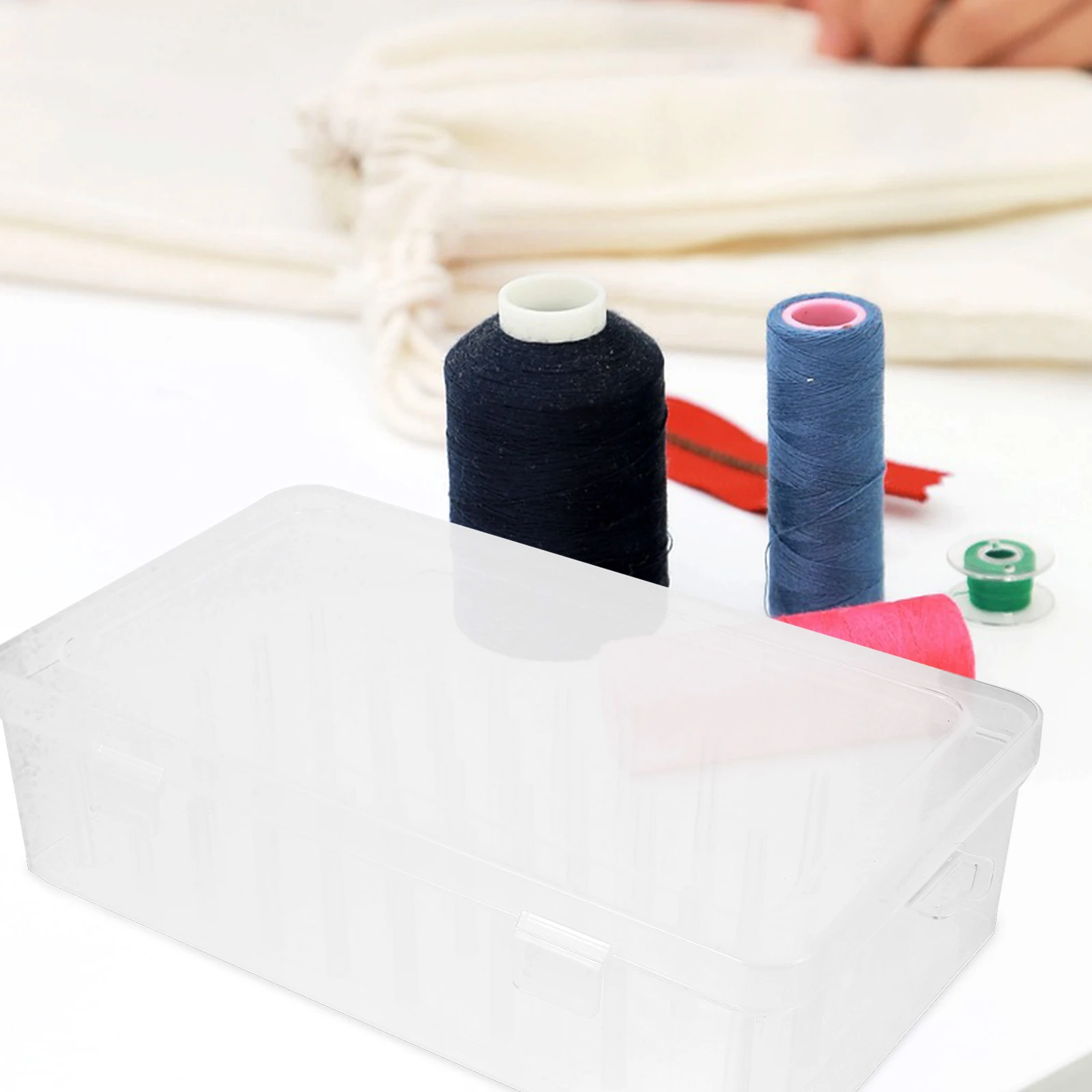 

Transparent Needle Thread Box 42 Spools Storage Organizer Plastic Sewing Kit Clear Container Home Use Multifunctional