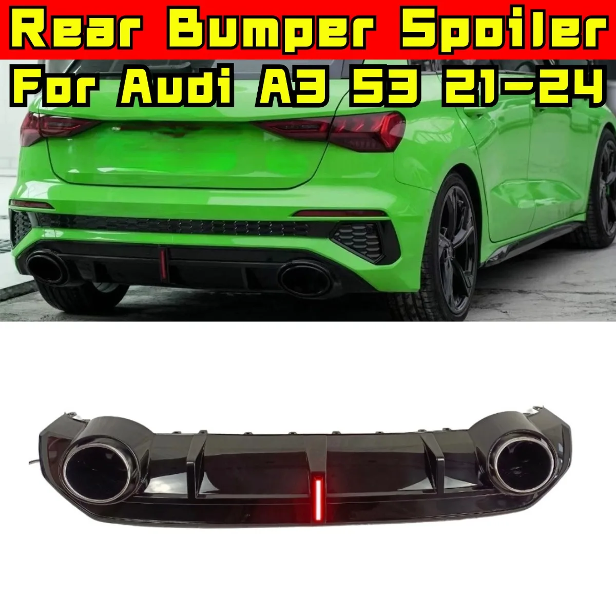 For Audi A3 S3 2021-2024 Car Rear Bumper Spoiler Lip Diffuser Modification Part Bumper Guard Protector Cover Car Accessories