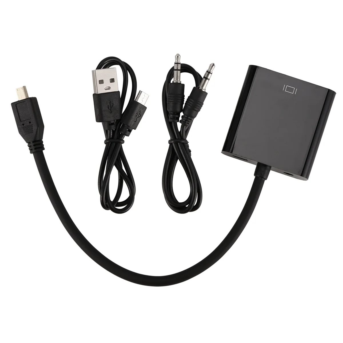 Micro- to VGA Adapter Cable 1080P Video Converter with Audio Jack USB Power Cable for Camera 4