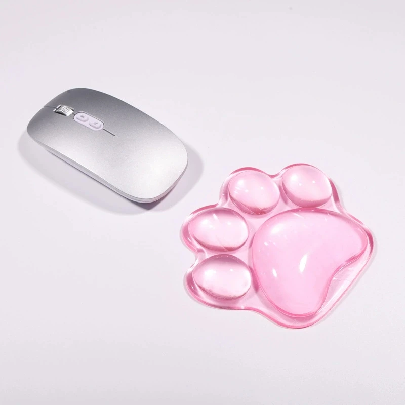 

Прозрачный силиконовый коврик для мыши, милая офисная подставка для запястий для девочек, маленькая 3D противоскользящая подушка для рук с кошачьей лапой, лучший подарок