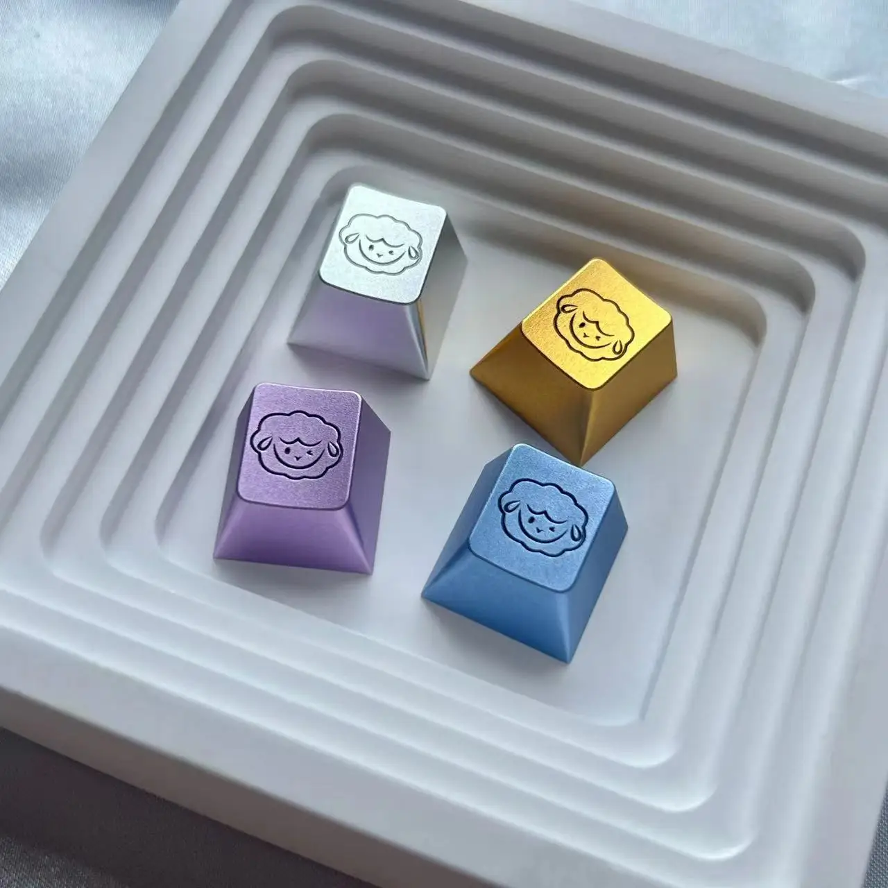 Cute Sheep Aluminum Alloy Metal Keycaps CNC Cross Axis Mechanical Keyboard No Backlit Original Profile R4 ESC Key Cap