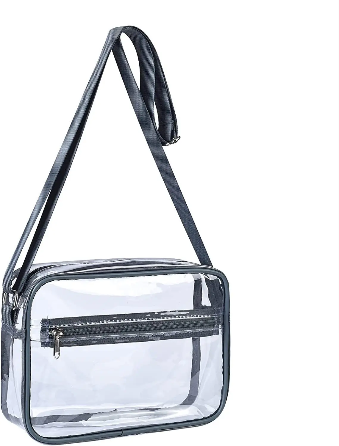 Women Clear Shoulder Bag Stadium PVC Concert Transparent Purse Simple Crossbody Bag With Front Pocket Casual Handbag