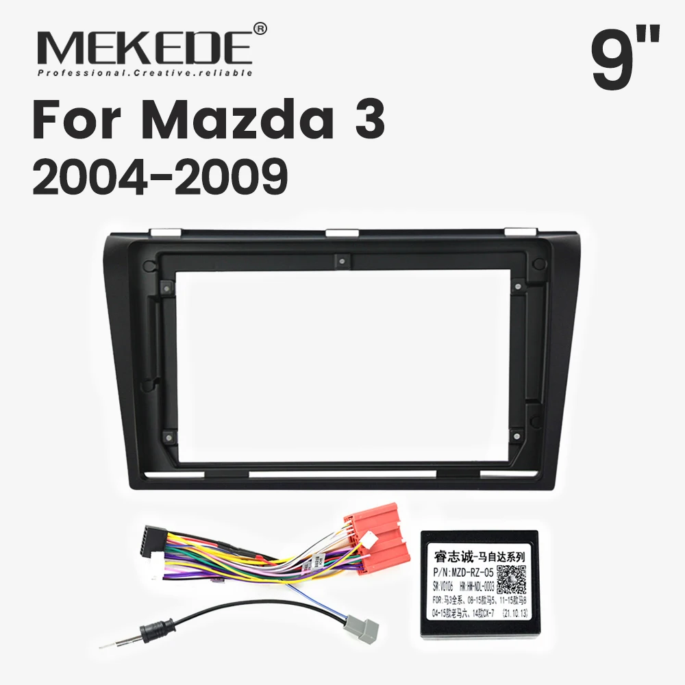 Automotive 9inch Radio Main Frame Bezel Kit for Mazda 3 2004 2005-2009 Dashboard Single Frame Cable Canbus Panel Radio Bezel