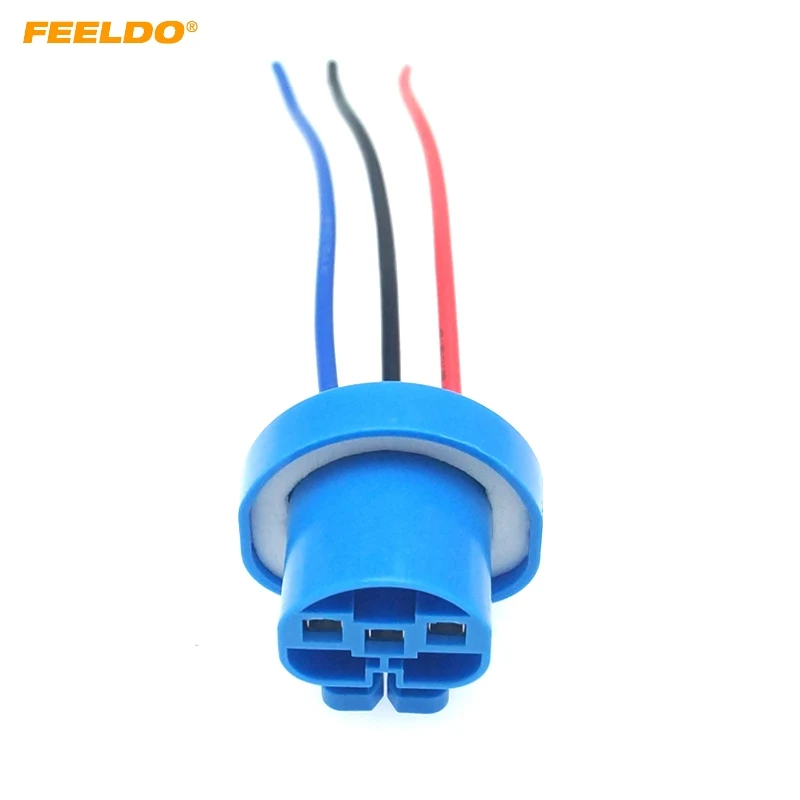 

FEELDO 1PC Auot HID LED Headlight 9004/9007 Female Adapter Car Light Wire Connector Plug Socket Holder Cable