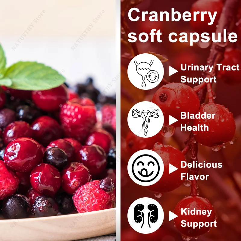 Cranberry Extract Supports Urinary System Health, Bladder Health Potent Antioxidant Rich Vitamin C - Everyday Cranberry Capsule