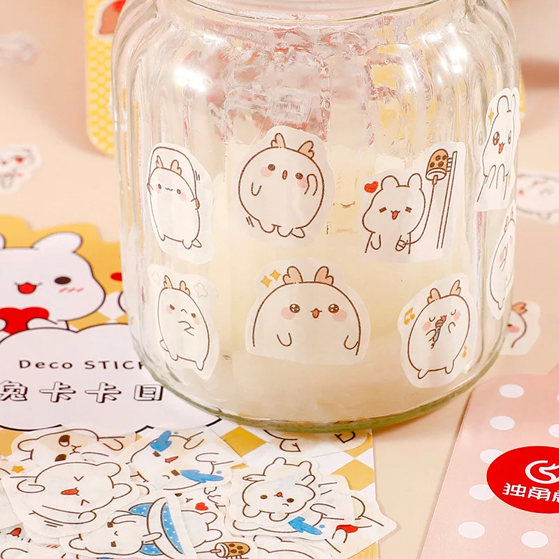 Cartoon Cute Small Stickers Creative and Paper Hand Account Sticker Bag Children's Stickers Hand Account Decoration DIY Material