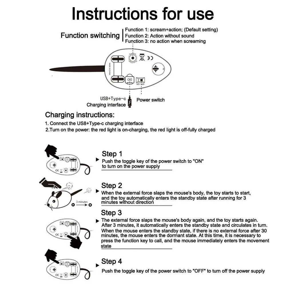 Cat Toys Mouse Wagging Tail Interactive Cat Toy Random Moving Mice Squeaky Sound Cats Games Toy Motion Activated Robot Mice Toys