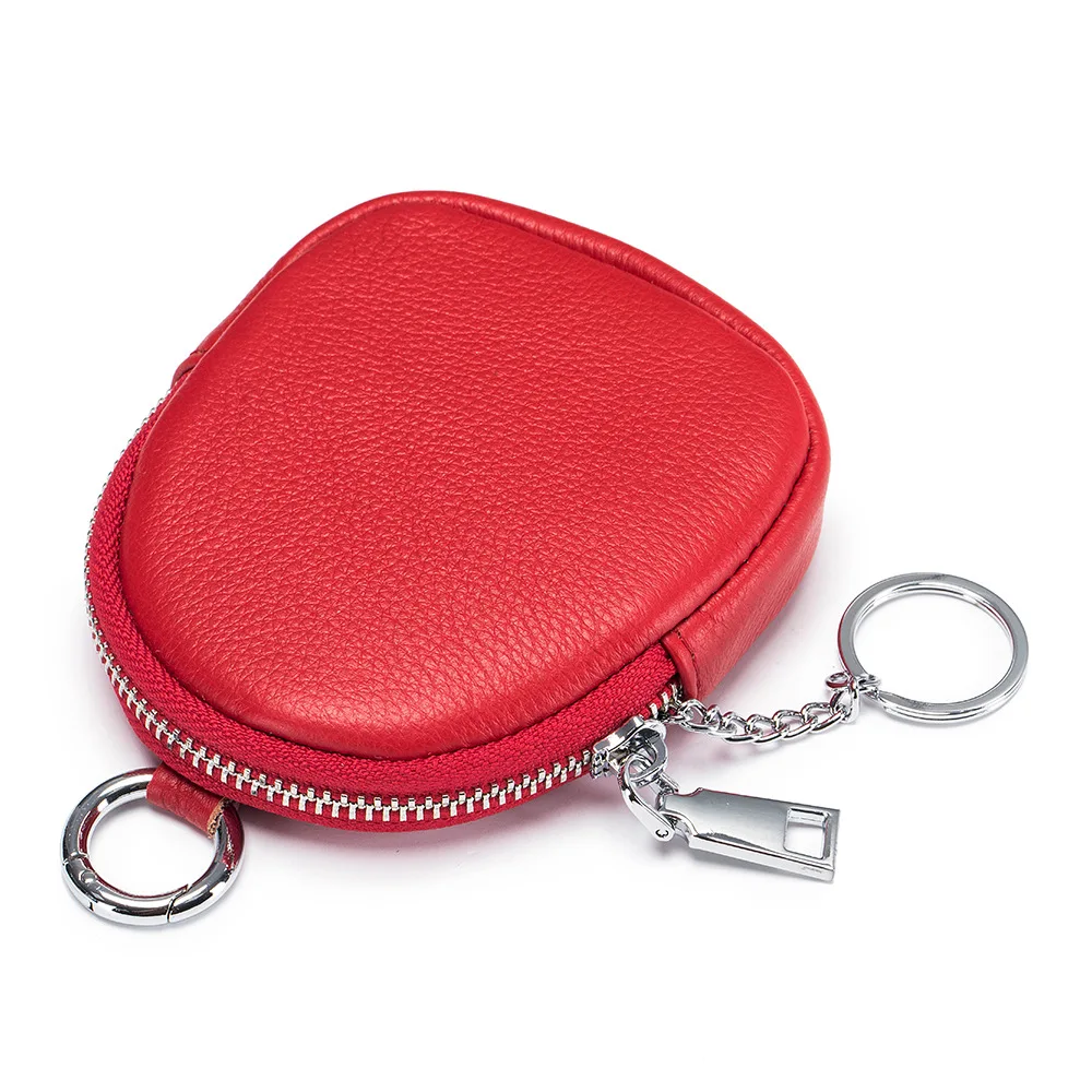 

Women's Leather Mini Coin Purse with Key Ring Wallet Change Pouch for Car Key Coin Zipper Bag Pendant Charms Girl Backpack Purse