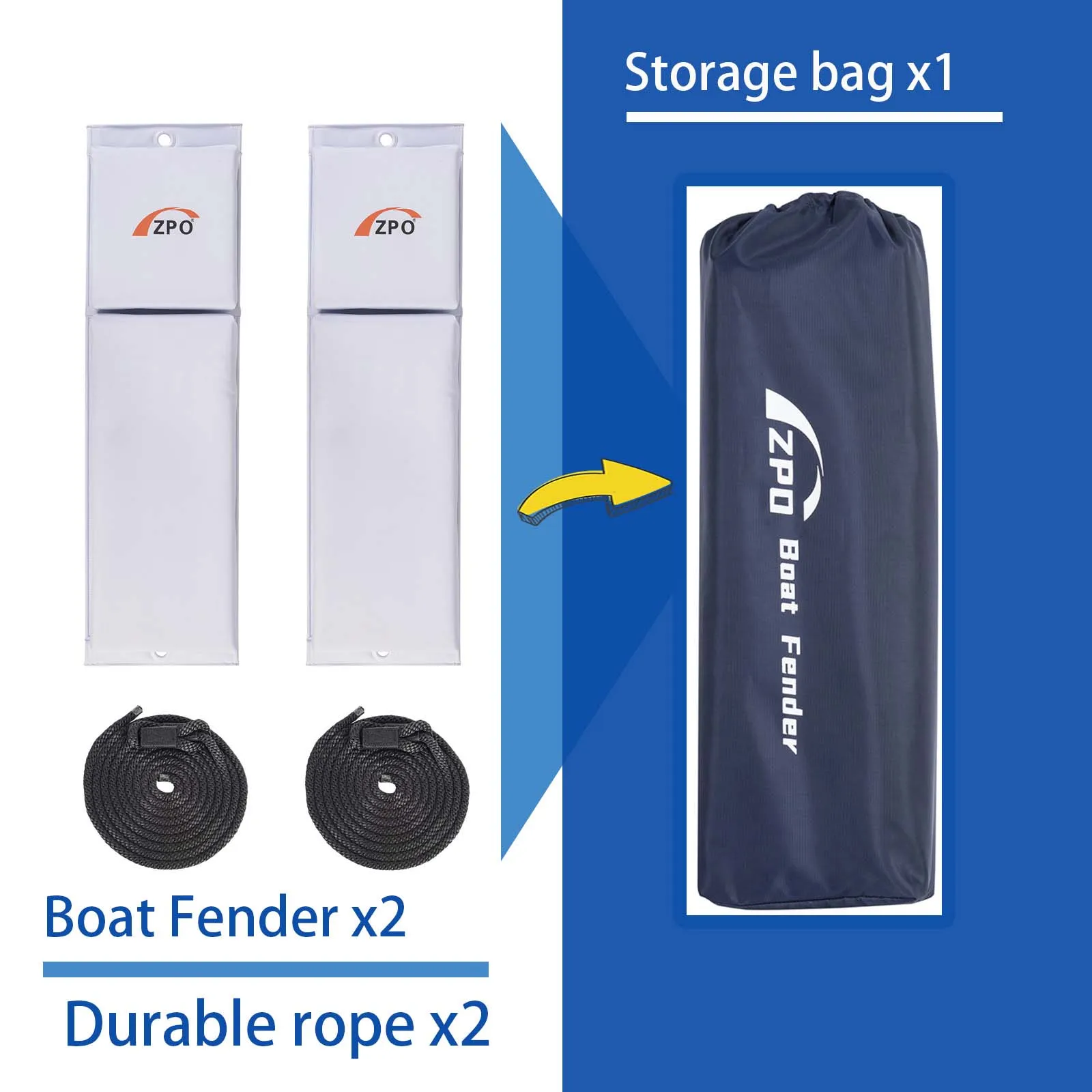 ZPO  jet ski Boat Fender, Boat Bumpers for Docking, 2 Pack Boat Fenders with 2 Durable Ropes for Jet Ski, 24 x 6 x 2.5 inch - view 6