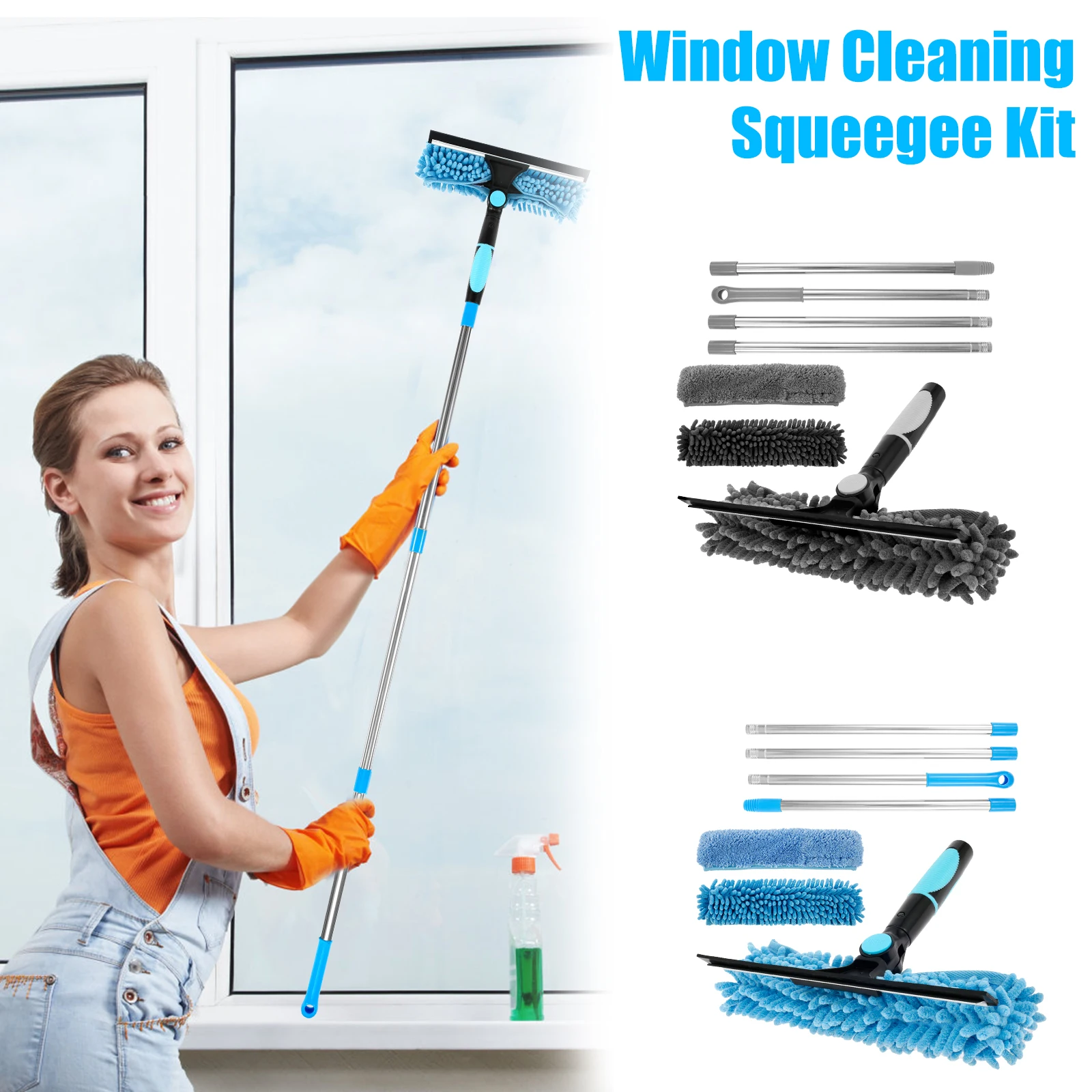 Glass Window Cleaning Tool Shower Squeegee Bathroom Glass Clean Kit Scrapers Car Window Washing Brush Hanging Mirror Cleaning