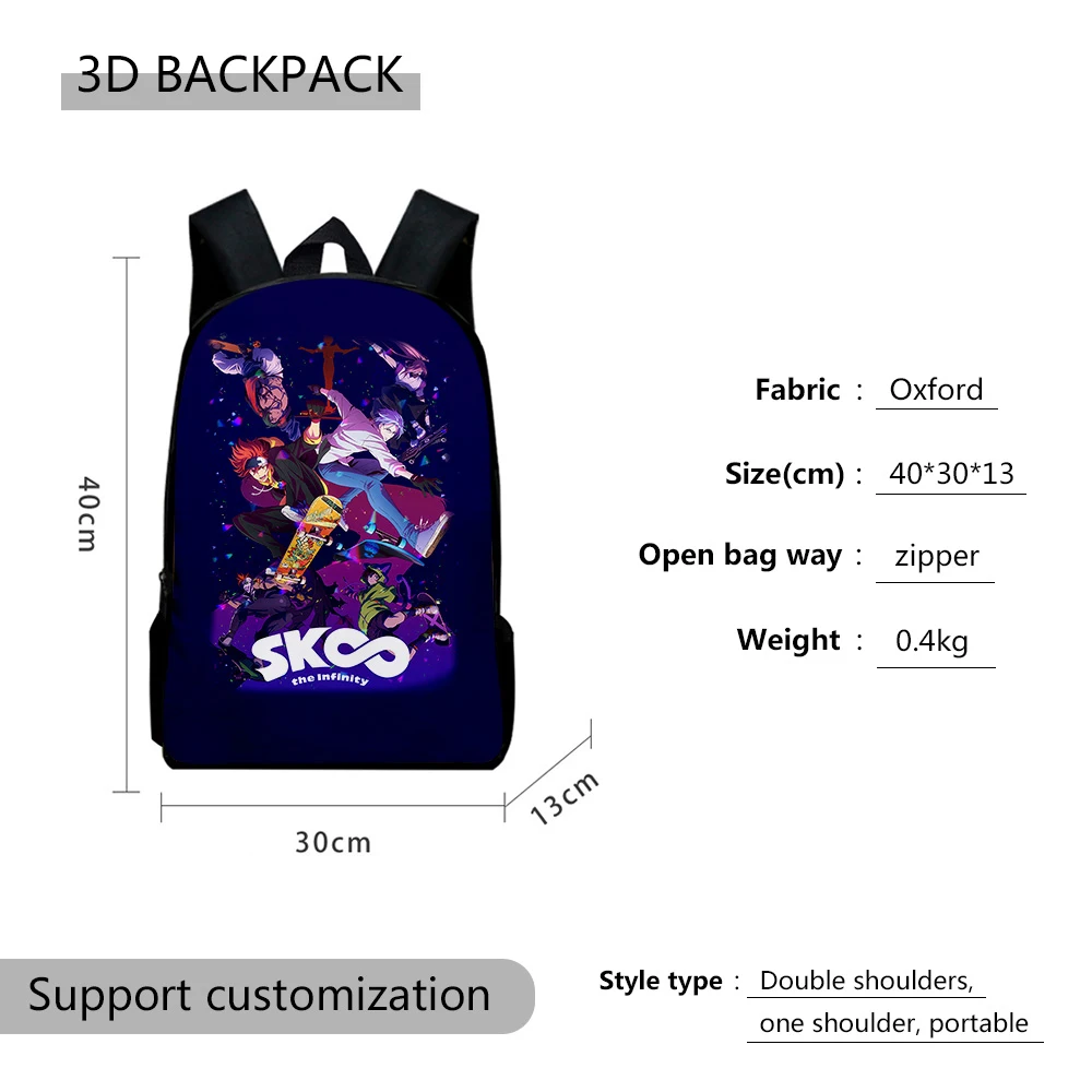 Trendy Youthful sk8 the infinity Student School Bags Notebook Backpacks 3D Printed Oxford Waterproof Boys/Girls Travel Bags