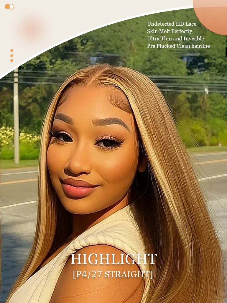 13x6 الدانتيل الباروكة الأمامية العظام مستقيم 36 بوصة 220% الكثافة P4/27 تسليط الضوء على HD الدانتيل الشفاف البرازيلي خصلات الشعر المستعار الإنسان للنساء