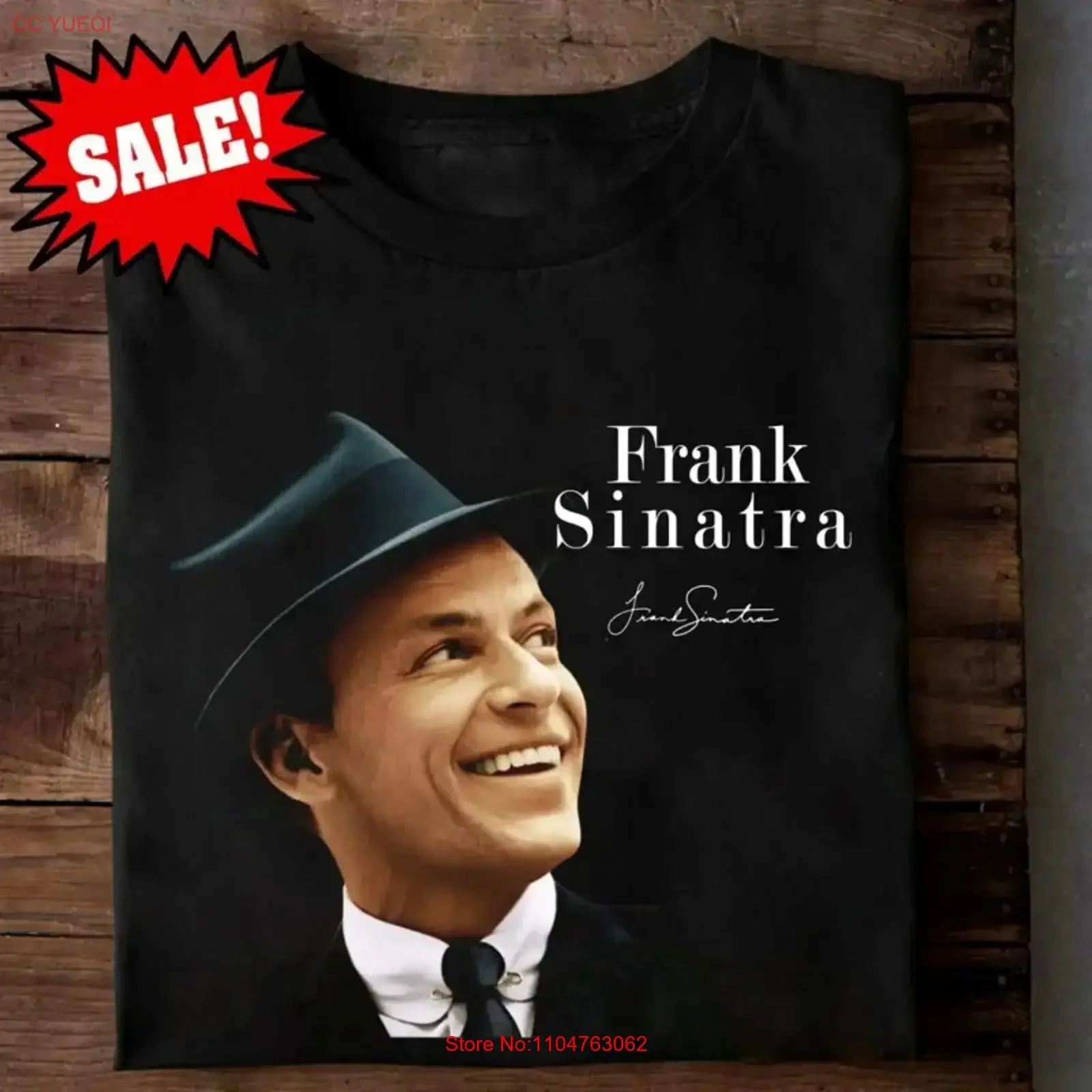 NEW Frank Sinatra Black Cotton T Shirt S 2345XL vintage Washed Stylish fashion Versatile designer clothes Unisex Stretched