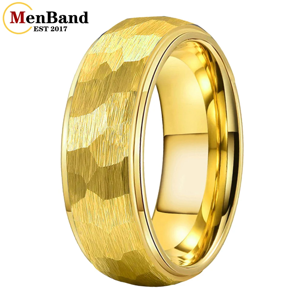 

MenBand Fashion 6/8MM Men Women Hammered Tungsten Engagement Wedding Ring with Round Top Brushed Finish for Comfortable Fit