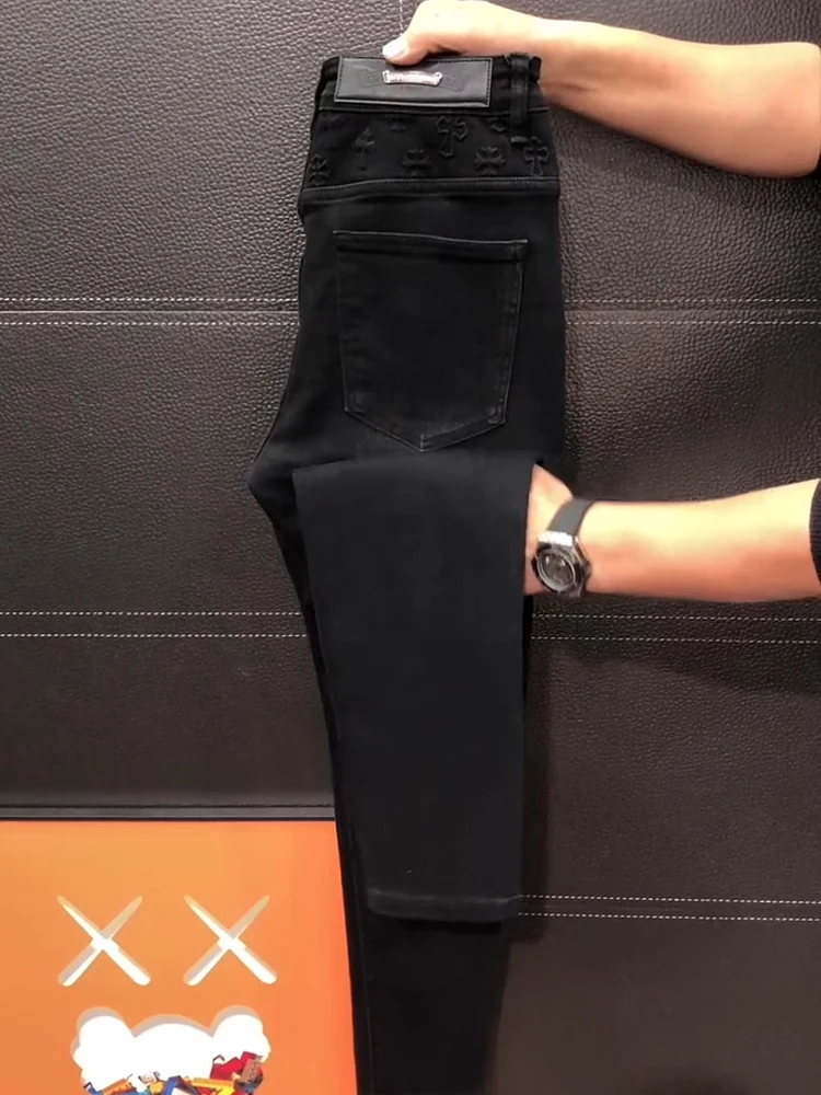 

Модные трендовые мужские джинсы: осенне-зимняя новинка, универсальные, высококачественные, легкие, приталенные, классического кроя