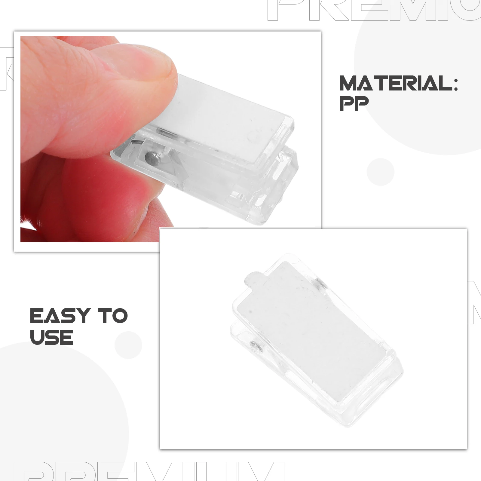 50pcs Self-Adhesive Small Spring Clips Clear Plastic Clip For Id Badge Holder Name Tag Wall Hanging Tapestry Photo Display