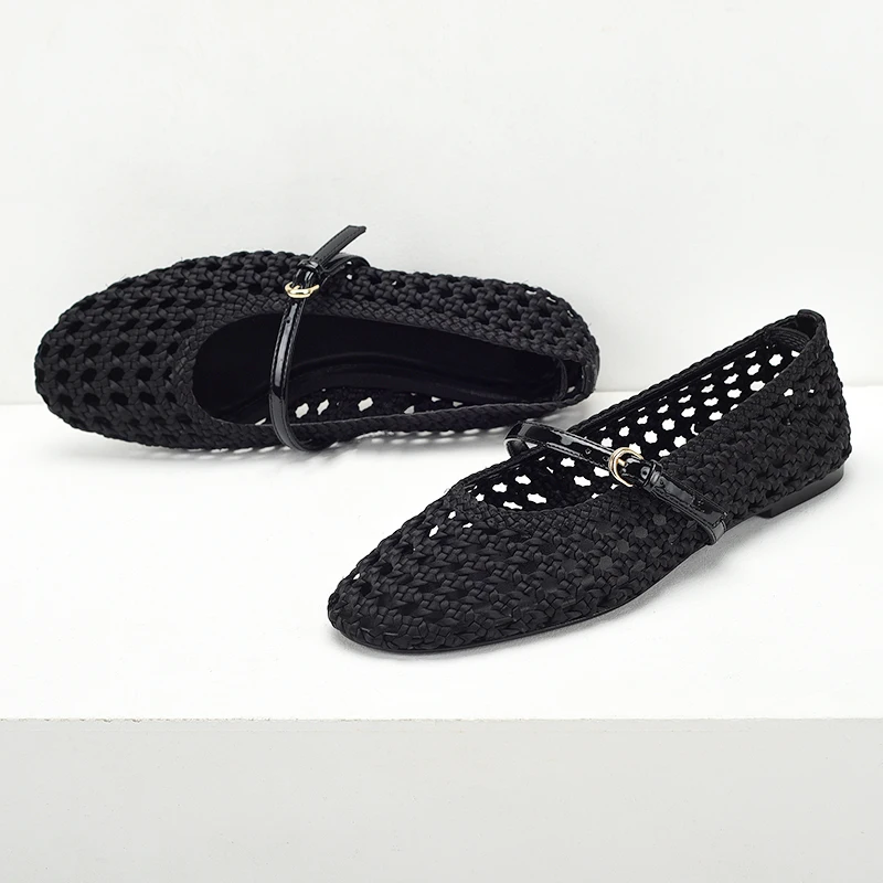 الباليه امرأة 2025 جولة تو أحذية نسائية كل مباراة الفم الضحلة الحياكة الشقق الباليه فستان مريح ماري جينس كل ماتك #3