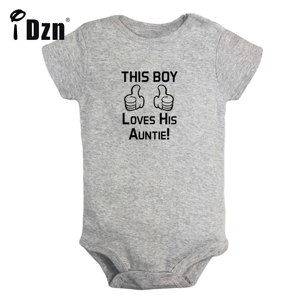 iDzn NEW This Boy Loves His Auntie Cute Fun Print Baby Rompers Boys Bodysuit Infant Short Sleeves Jumpsuit Kids Soft Clothes