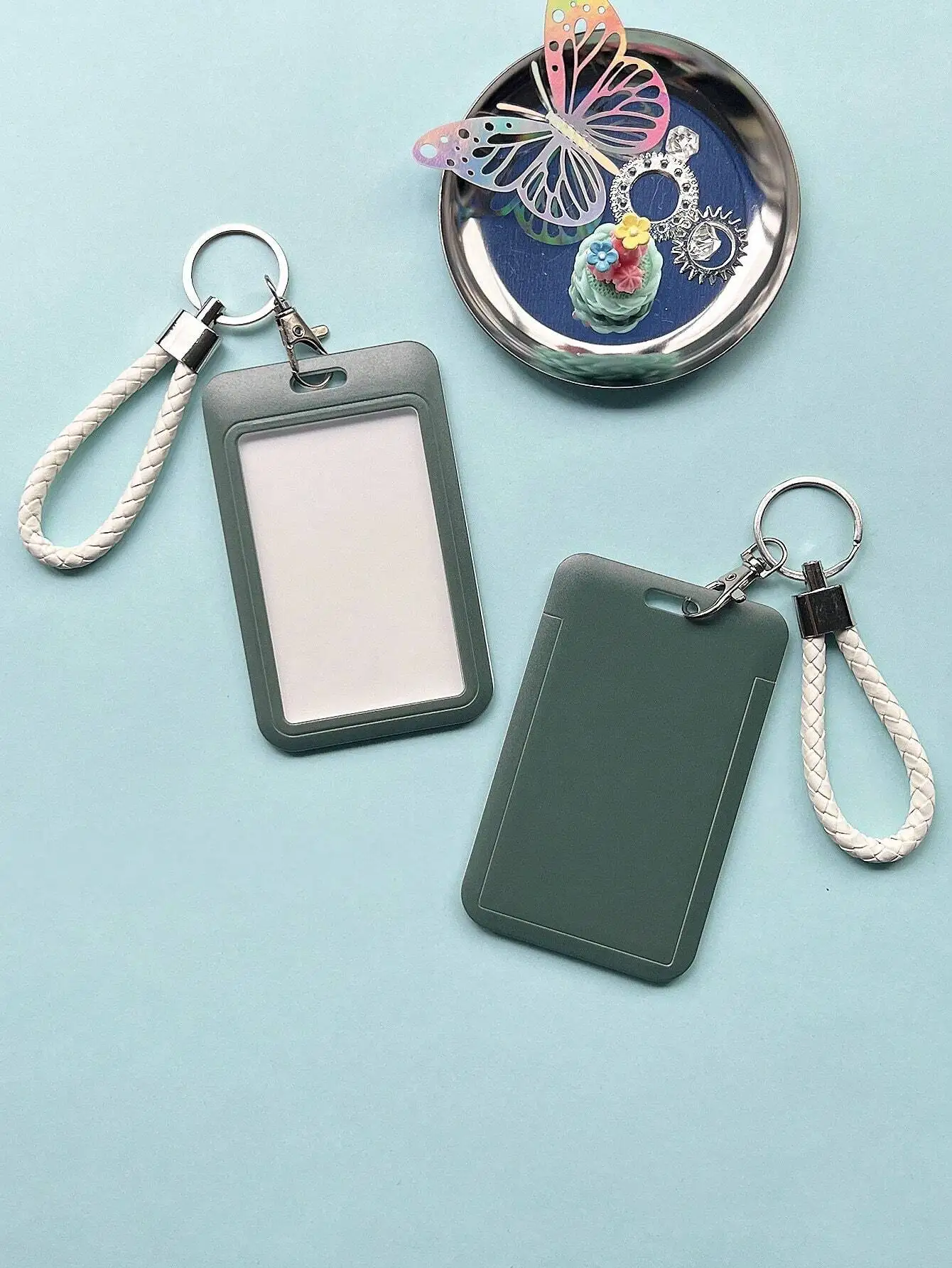 1 Pc Colorful Card Cover ID Card Protective Keyring Credit Card Business Work Card Badge Holders Bank ID Holders Bus Card Cover