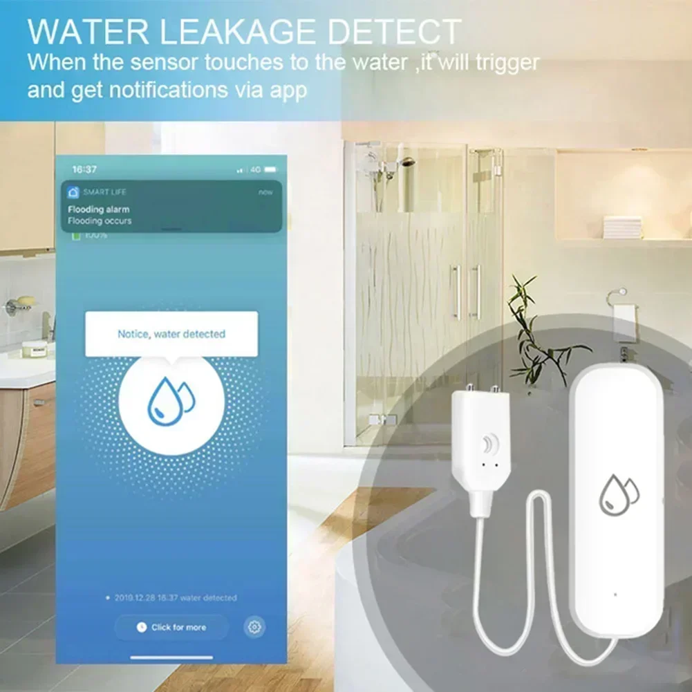 Tuya WiFi Water Leak Sensor Flood Leak Detector Water Leakage Alarm Home Life Water Overflow Alarm Security System