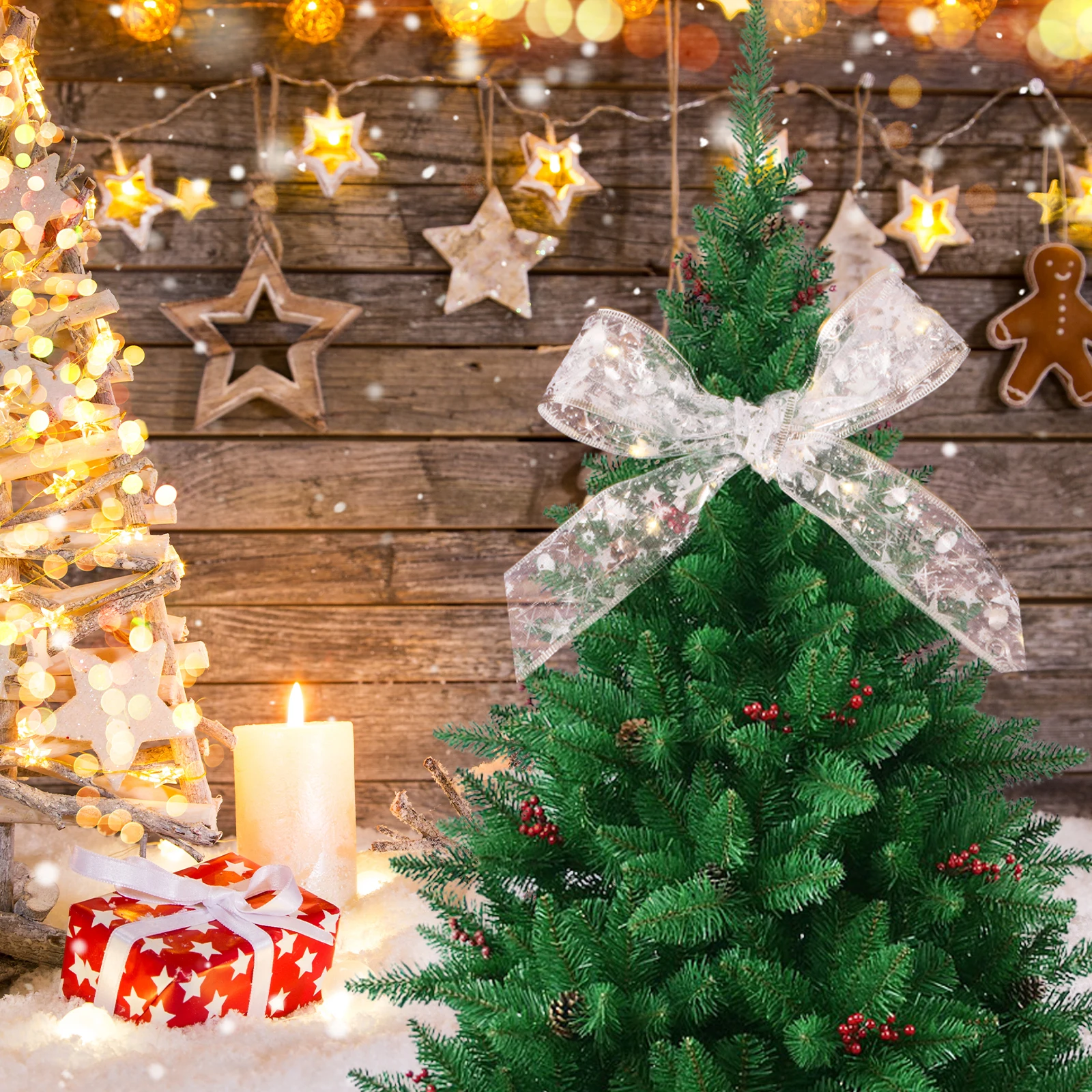 Christmas Lights Ribbon String Shining Led Curtain for Decoration Post Tree Decorations Silver Holiday