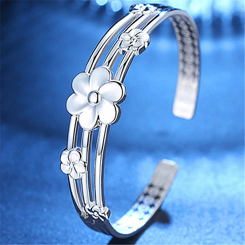 

Hot Sale Fashion 925 Sterling Silver Round Bracelet Bangles Trendy Simple Big Bangle for Women Jewelry Gift