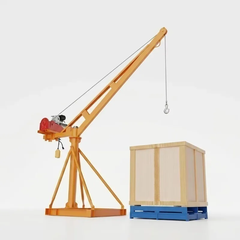 Flexible Counter Weighted Floor Crane – 1Ton Electric Hoist with Rotating Jib Boom, Portable Mobile Crane for Multi-Purpose