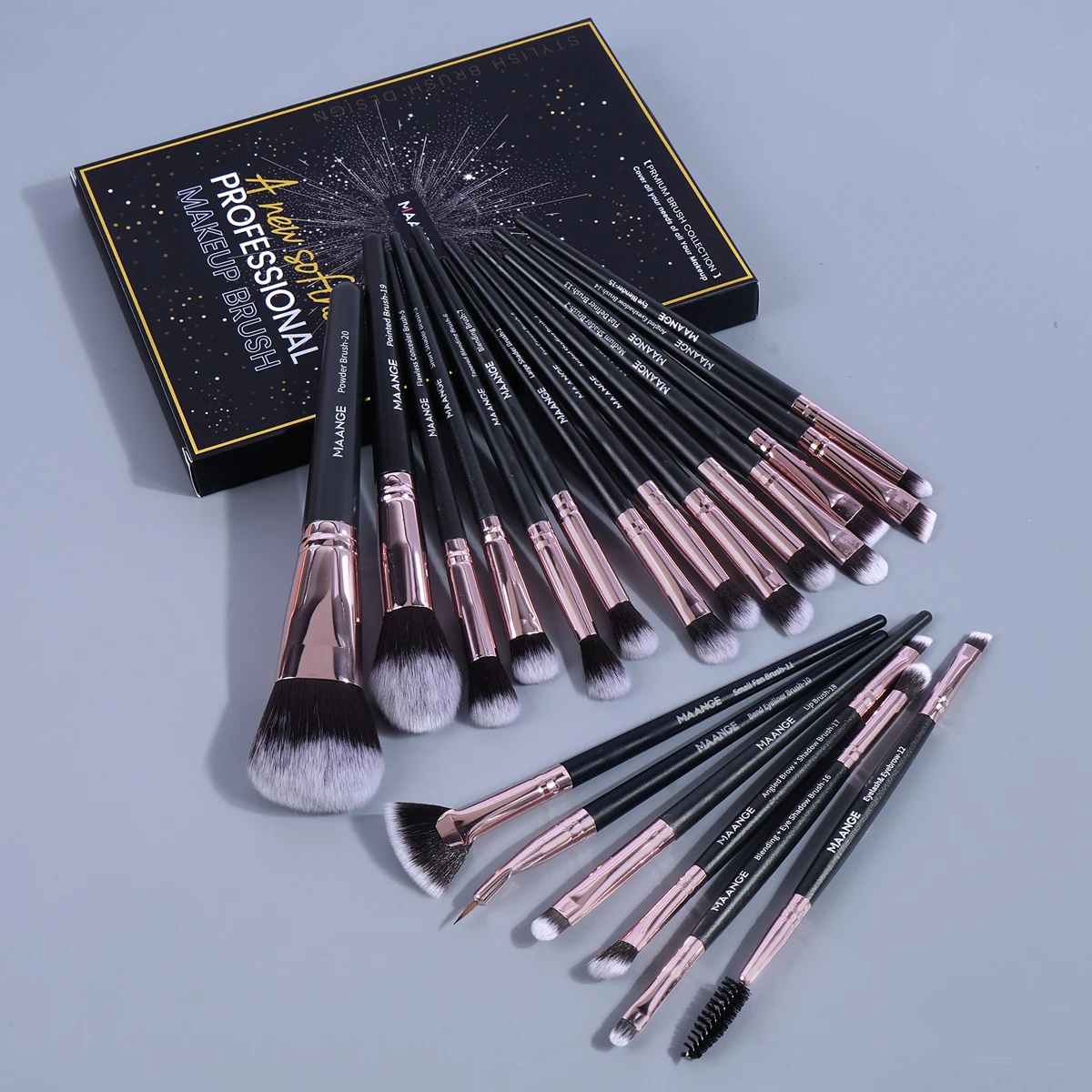 Ensemble de pinceaux de maquillage, 20 pièces, avec boîte, poudre cosmétique professionnelle, ombre à paupières, fond de teint, mélange de Blush, outil de beauté pour femmes