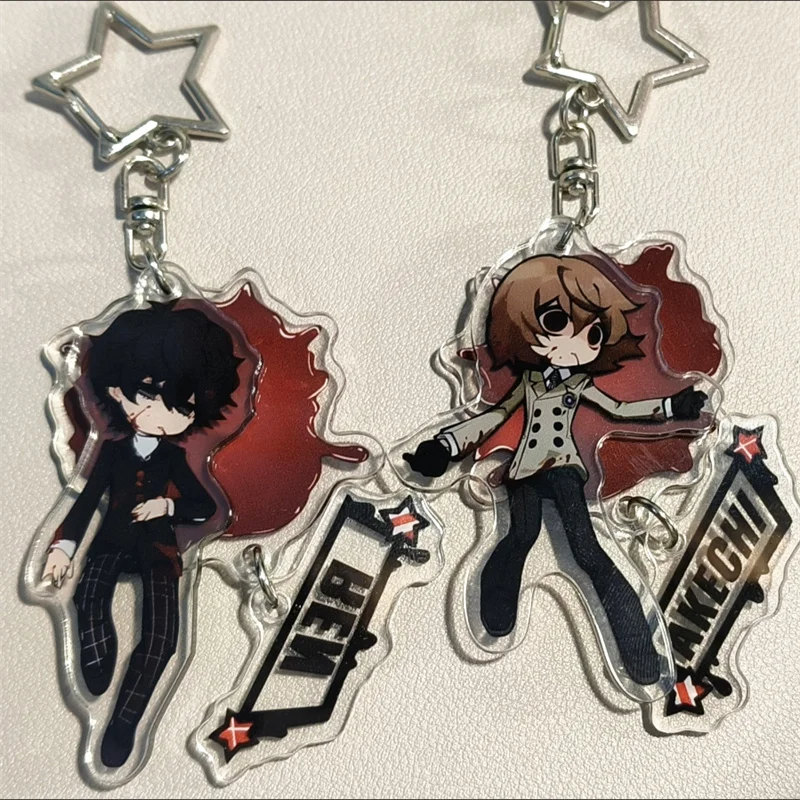 Llavero de acrílico con colgante de cosplay de Amamiya Ren Akechi Goro, adorno para bolso, 2 piezas, accesorios, joyería