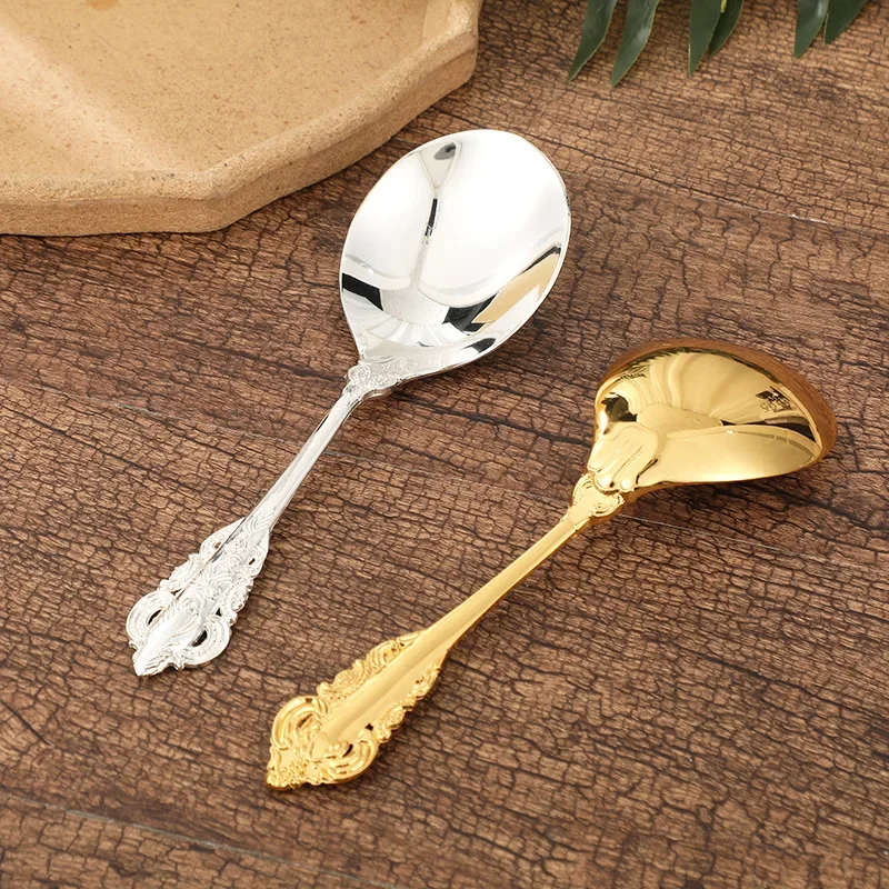 1Pcs Creative Relief Design Spoon Handicrafts Retro And Luxurious Palace Style Soup Spoons Household Kitchen Spoons Tableware