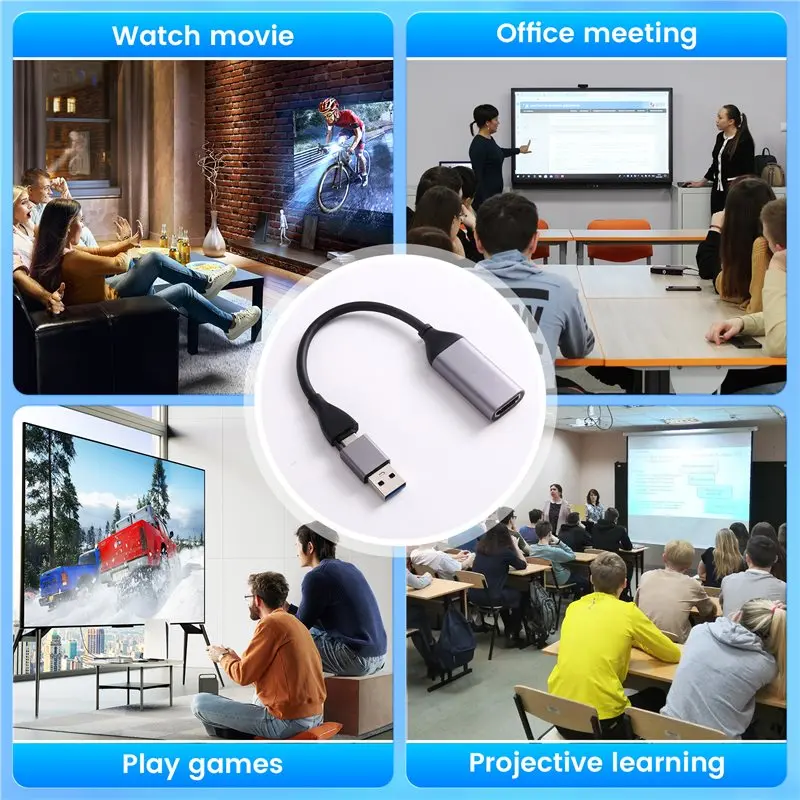 For Computer Camera Live Stream Meeting Recording 1080P Video Capture Card -Compatible To USB A/USB-C Video Grabber view 3