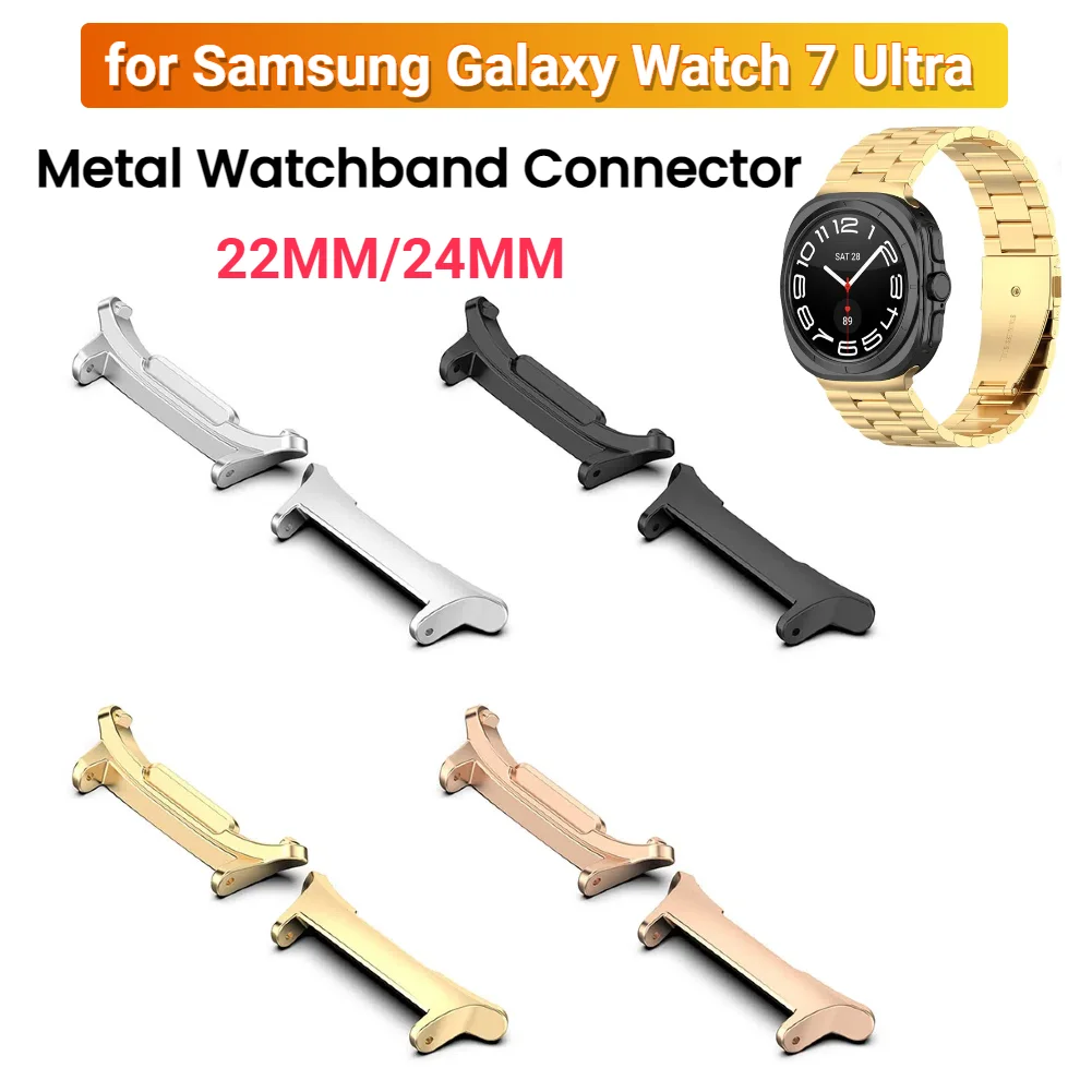 Adaptador para Samsung Galaxy Watch 7 Ultra, pulseira de pulseira, 22mm, 24mm, aço inoxidável, acessórios para relógios, 1 par
