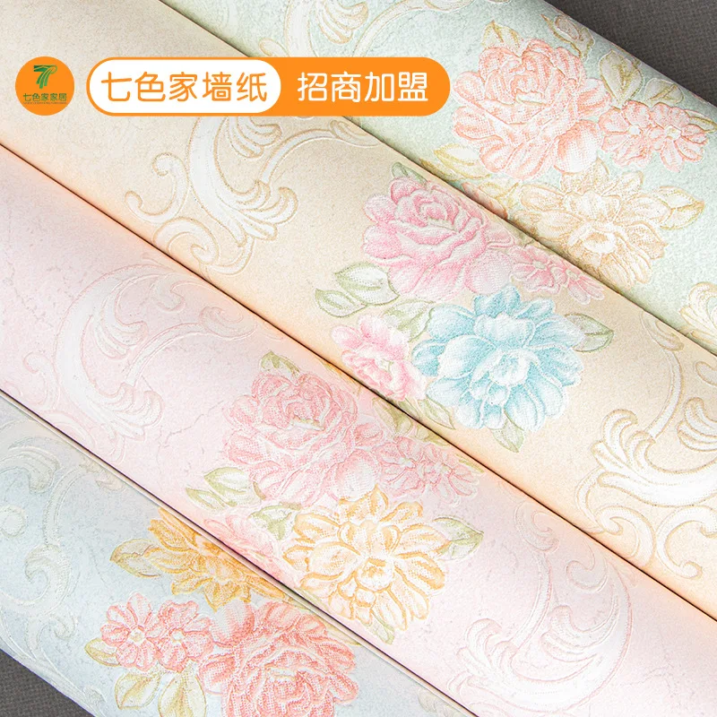 الجملة بسيطة النمط الأوروبي 3D زهرة كبيرة خلفية لغرفة النوم الفتيات غرفة الزفاف رومانسية البلد غير المنسوجة الجدار Pa #3