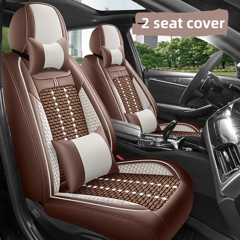 

(Luxury Edition) Front Double Seats, Equipped with 2 Headrests and 2 Lumbar Supports, Luxurious Ice Silk Full-Cover Car Seat Covers, Universal, Breathable and Refreshing Without Being Stuffy, Comfortable for All Seasons, Easy to Clean and Maintain, 3D Win
