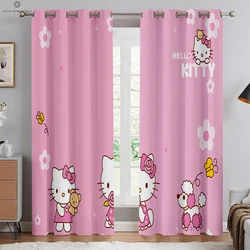 Window Curtains Pink Cute Cartoon Print Curtains Children's Room Rod Pocket Curtains Bedroom Living Room Study Kitchen Curtains