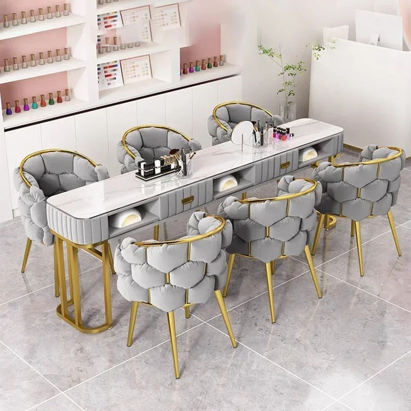 Designer Manicure Table Nails Nail Chair Salon Furniture Professional Tables Lamp Mesas De Manicura Manicure Table Aesthetic