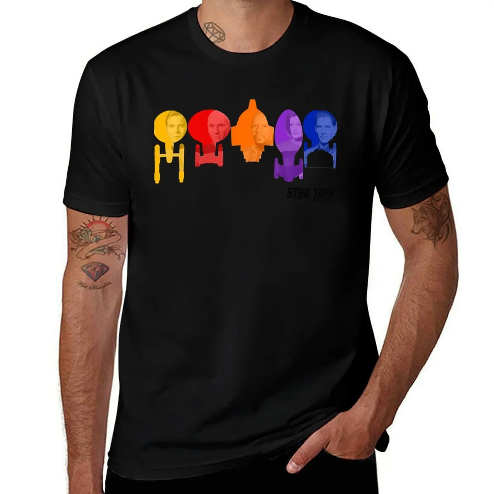 Star Trek Rainbow Ship Captain Fill T-Shirt Urban Style Print T-Shirt