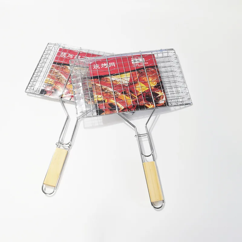 Factory in Stock Electroplating Grilled Fish Clip Bold Six Burger Grilled Mesh Clip SquareBBQBarbecue Wire Outdoor Barbecue Tool