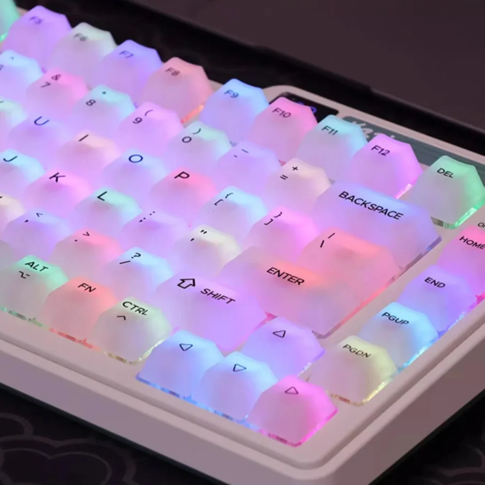 

GEFENSI Clear Matte Translucent Keycaps, Suitable For Most Mechanical Keyboards, Ice Crystal, 1% Cherry, PBT, CHERRY