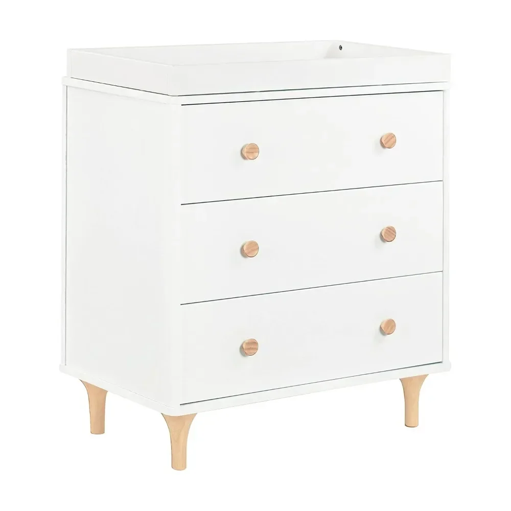 Lolly 3 gavetas Changer Dresser com bandeja removível Mudar, branco e Natural, Greenguard Gold Certified