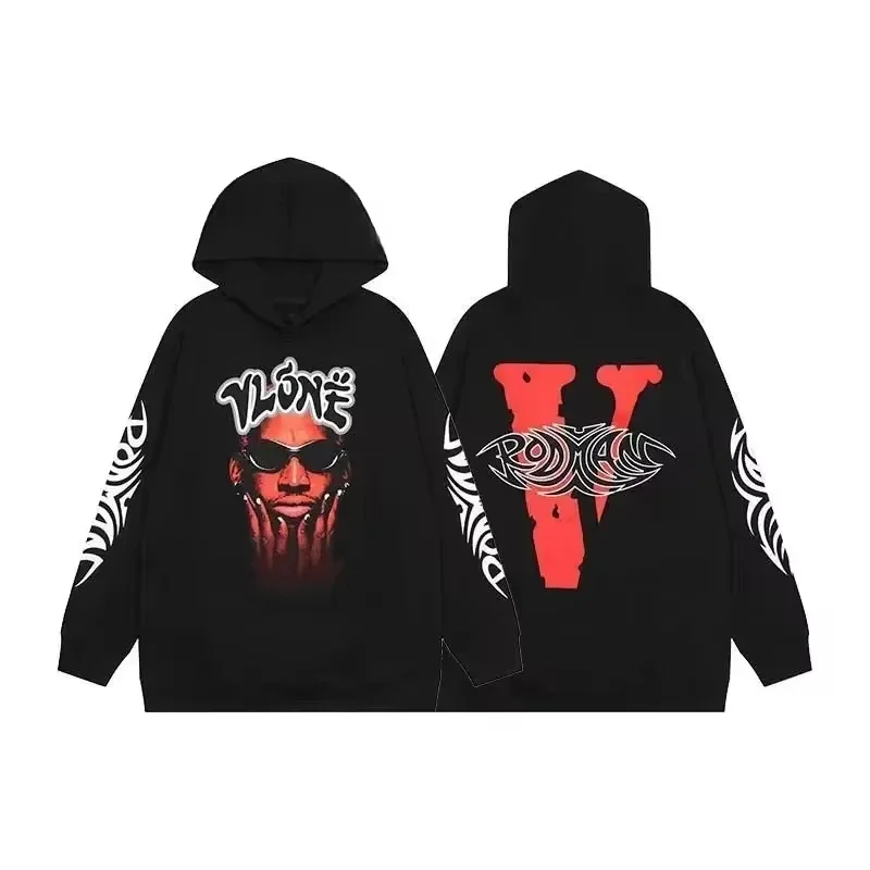 2025 Fashion SS Vlone Hiroshi Fujiwara Cotton Print Loose and Comfortable Couple Clothing Autumn and Winter Hoodie Trend Wear