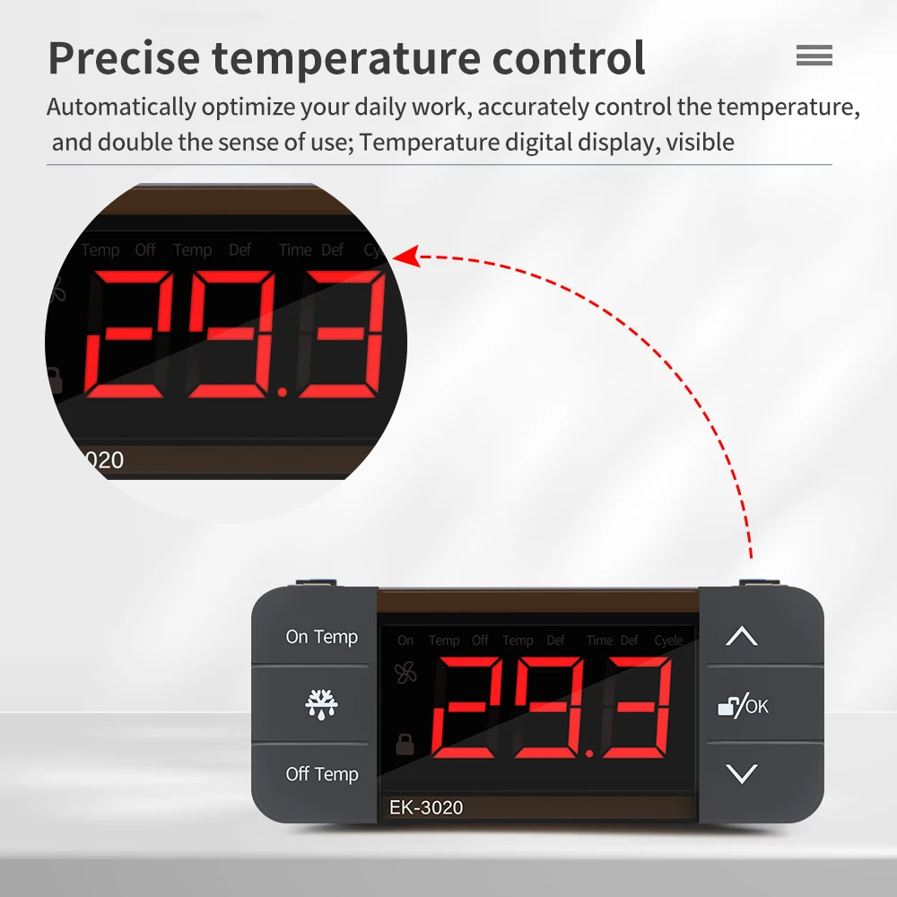 EK-3020 Digital Temperature Controller Hygrometer Thermostat Two Relay Output 220V For Incubator Heater Cooler With Probe