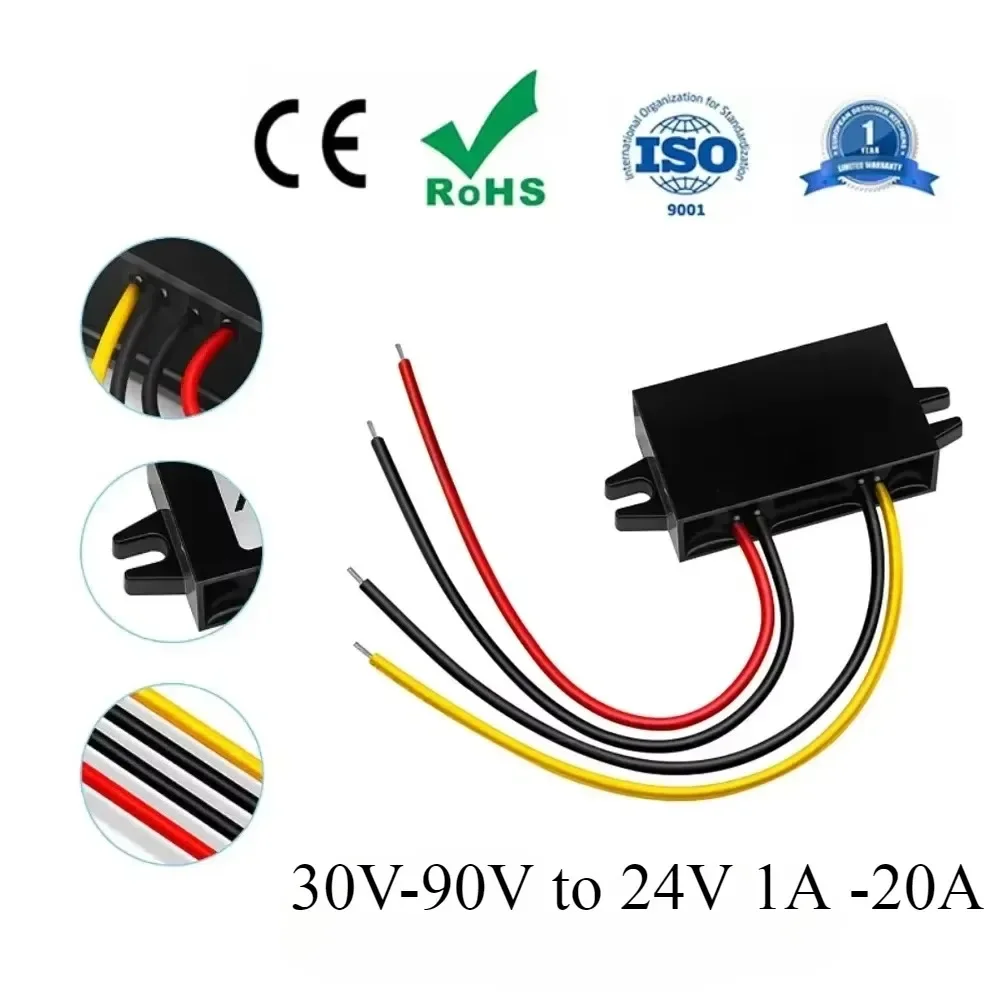 24v 48v 72v to 24v 1A -20A 72 Volt to 24 Volt Step Down Buck Voltage Regulator 30V-90v DC DC Converter Reducer Buck Power Module