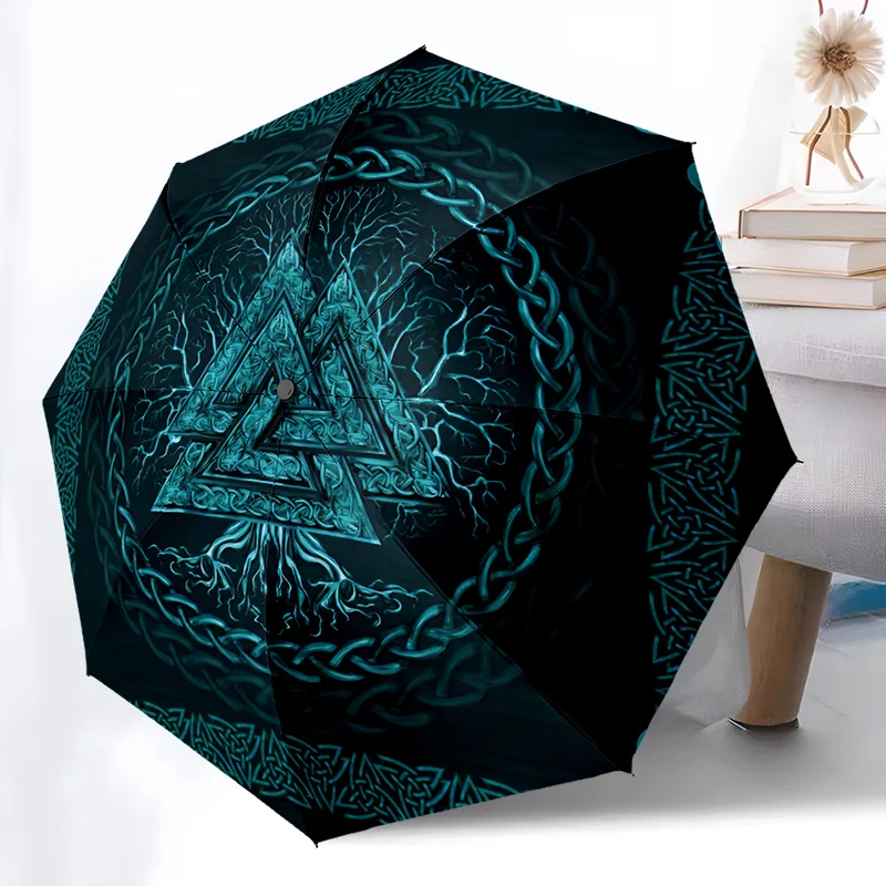 

Зонт Triquetra с кельтским узлом, 1 шт., элегантный дизайн с кельтским узлом, прочная железная рама, складной компактный зонт для женщин