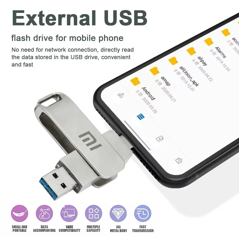 محركات أقراص فلاش USB من النوع C من Xiaomi 2 تيرا بايت بندريف USB 3.2 واجهة محرك القلم OTG سعة كبيرة 16 تيرا بايت U عصا ذاكرة القرص للهاتف والكمبيوتر