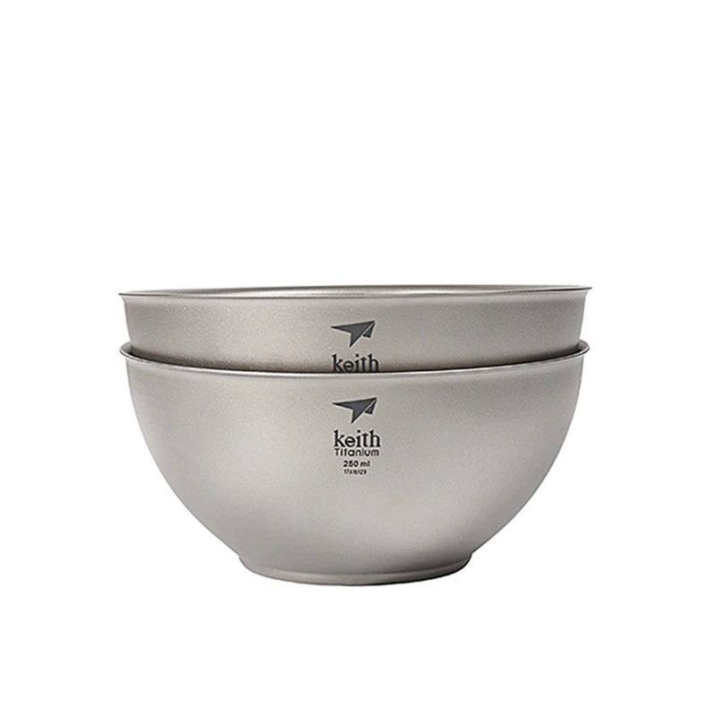 كيث وعاء أرز تيتانيوم 250 مل وعاء حساء جدار مزدوج مضاد للحرق للجراثيم للنزهات الخارجية والتخييم أواني الطعام #3