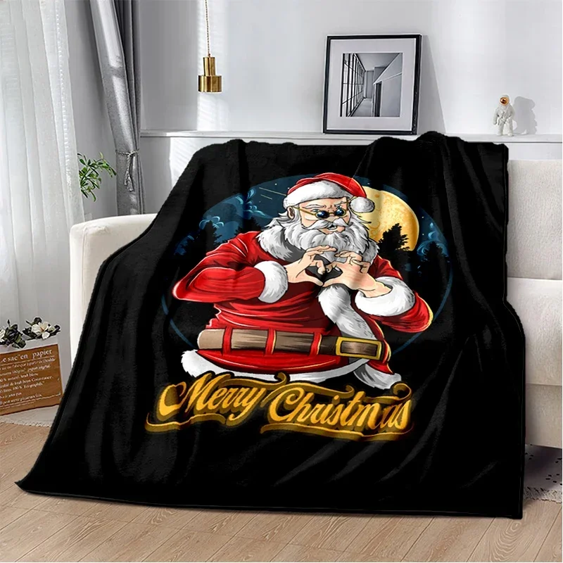 Christmas Gift Soft Plush Sofa Bed Throwing Cartoon Modern Flannel Blanket Cover Printed Duvet Gift Picnic Blankets