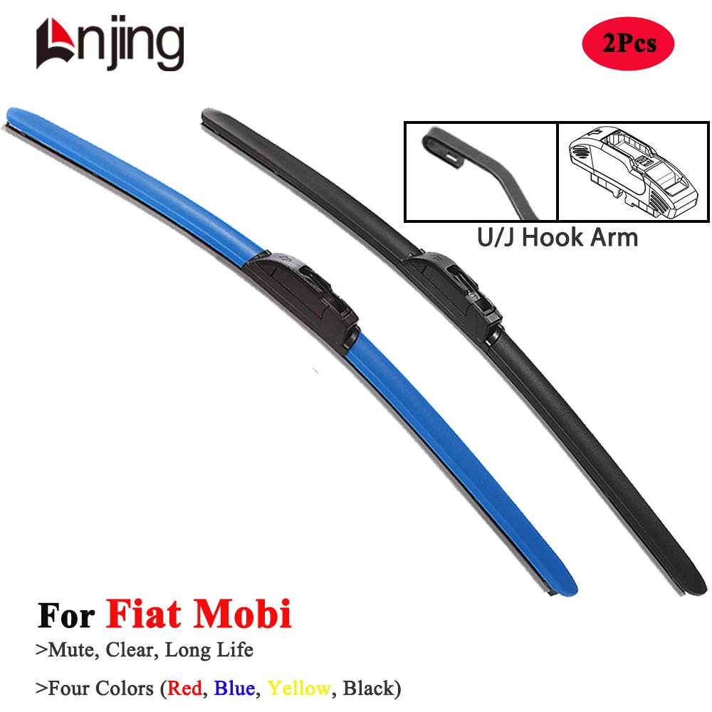 LNJING Colorful Wiper Blades For Fiat Mobi Hatchback 2016 2017 2018 2019 2022 2023 2024 2025 Car Accessories Blue Hybrid Wipers