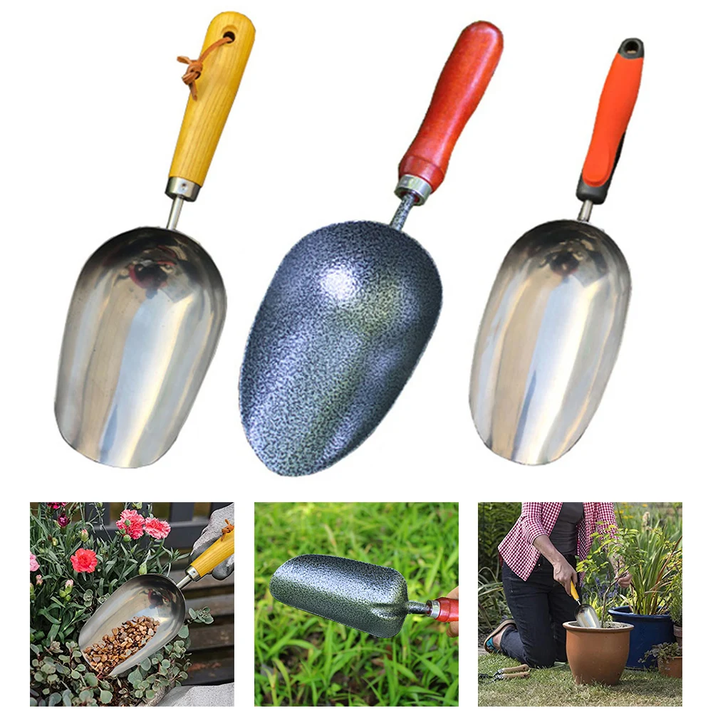 Cuchara para cubitos de hielo de acero inoxidable resistente a la oxidación, Bar, Buffet, fiesta, cocina, especias, dulces, harina, nuez, cuchara para macetas + mango de madera